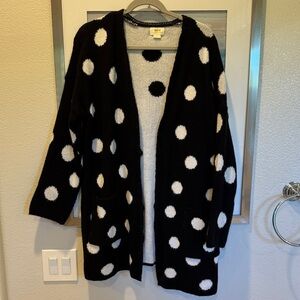 Maeve Black and White Polka Dot Cardigan